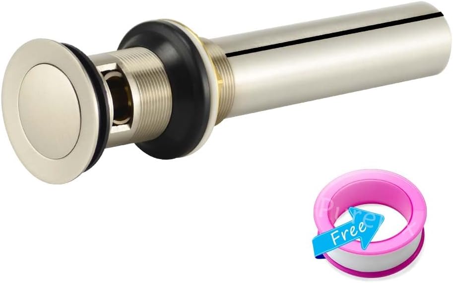 Purelux Bathroom Sink Drain Stopper Faucet Vanity Sink Pop Up Drain Assembly with Overflow, Brushed Nickel Finish