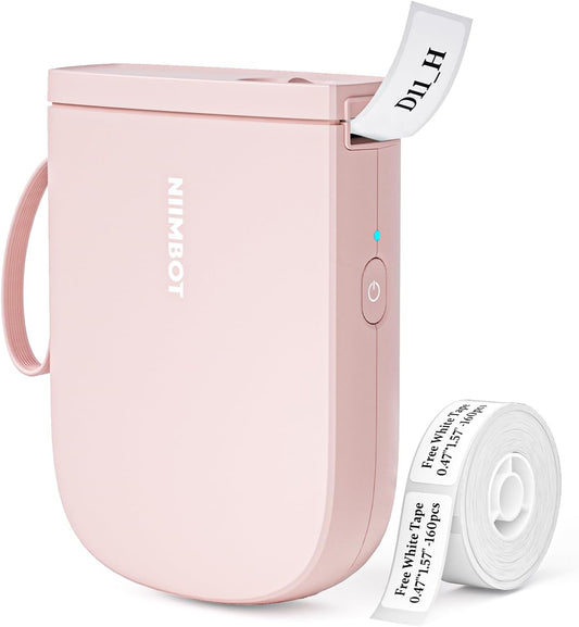 NIIMBOT Label Maker Bluetooth Mini Label Printer D11 2024 Version, Portable Label Maker with Tape Thermal Sticker Small Labeler, 300 DPI High Clearity Rechargeable, Pink