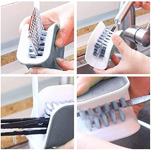 2Pcs Blade Brush Knife and Cutlery Cleaner Green Brush Bristle Scrub for Kitchen Washing Non-Slip by Lucky Shop1234 (Grey, 2pcs)