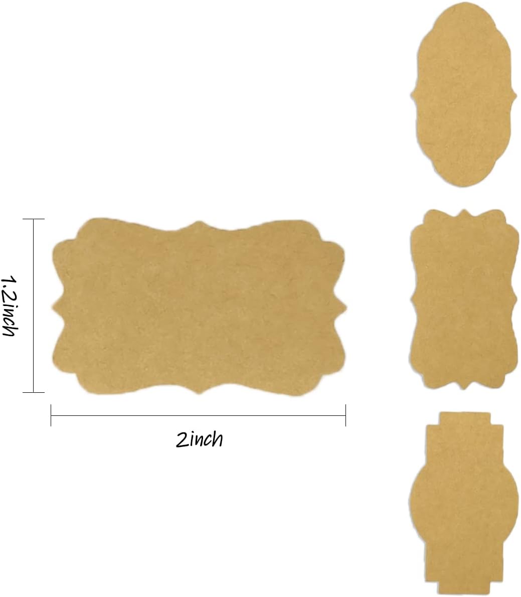 300 Pcs Gift Tag Name Labels Stickers, Kraft Blank Self-Adhesive Jar Labels for Storage Bins Essential Oil Spice Bottle Cosmetic Decoration Food Containers, Mason Labels Craft Presents Stickers