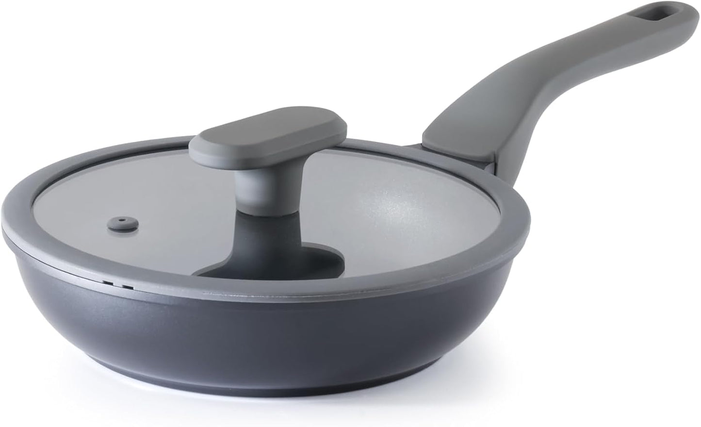 Nonstick Ceramic Frying Pan with Lid, 8/10 Inch Skillet with Stay Cool Handle, Fully Coated, Induction Compatible & Oven Safe, 100% Dishwasher Safe, PTFE & PFOA Free（8 Inch, Black Sesame）