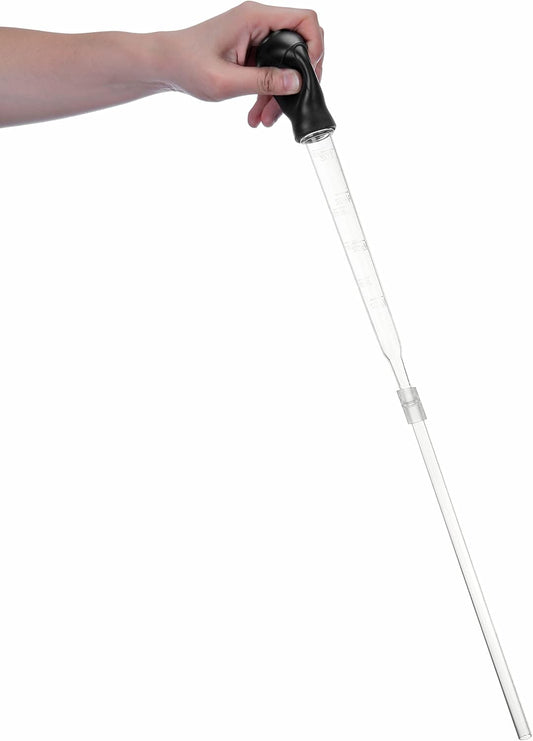 Coral Feeder SPS HPS Feeder with Extension Tube, Aquarium Long Syringe Dropper Pipette Turkey Baster for Marine Fish Feeding (Black/Extendable)