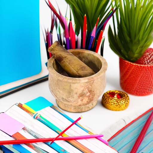 Mortar and Pestle, Made of Heavy Duty Polished Hard Stone, Natural Stone Grinder for Spices, Pastes, Herbs, Seasoning etc. (Haldi)