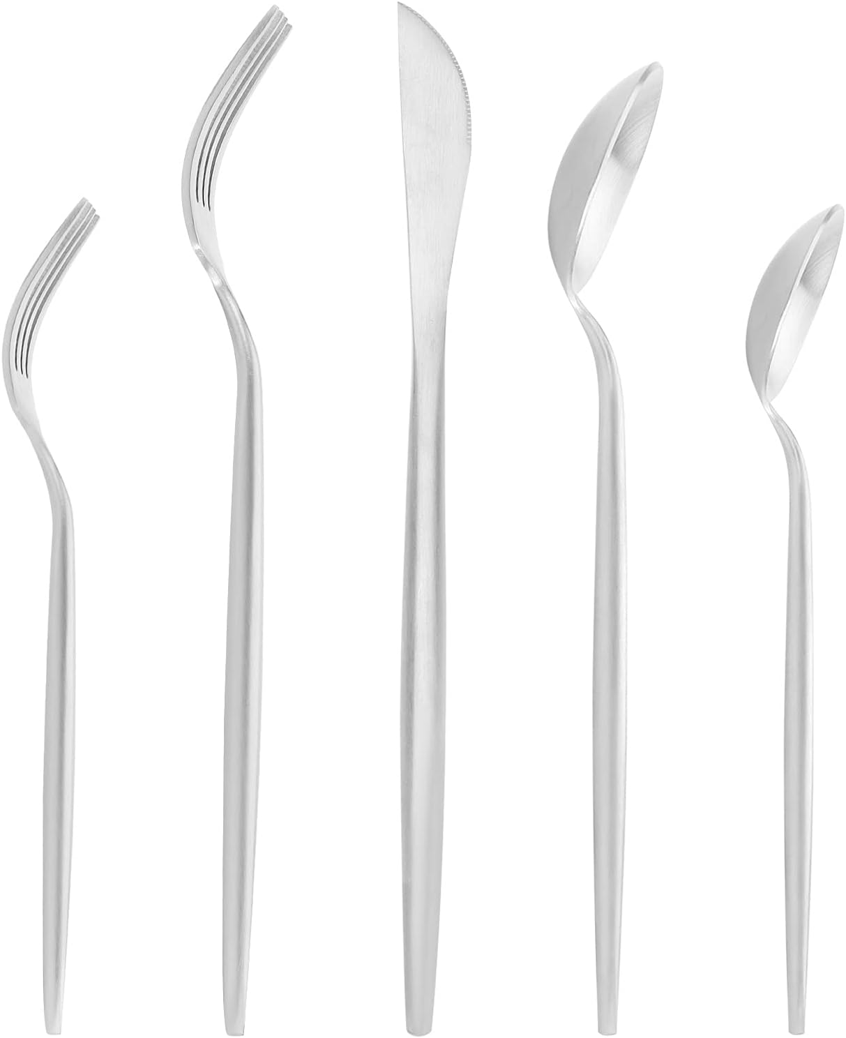 Matte Silverware Set , Oliviola 20-Piece Stainless Steel Flatware Cutlery Set Service for 4, Satin Finish Kitchen Utensil Set, Dishwasher Safe