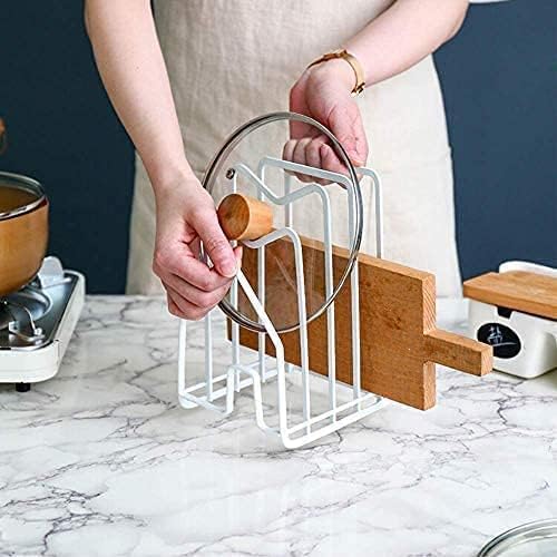 SUNFICON 2 Pack White Cutting Board Holder Rack Pot Pan Lids Holder Chopping Board Organizer Thin Bakeware Tray Dry Display Stand Kitchen Countertop Cabinet Office