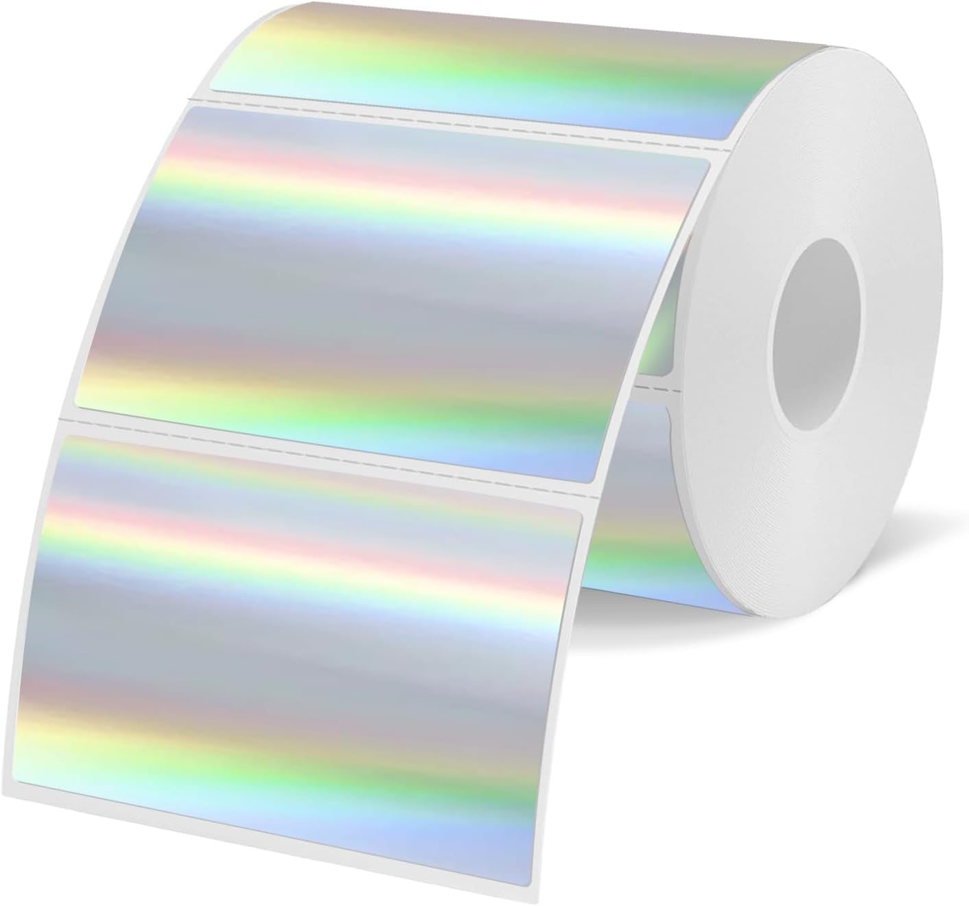 3x2 Inch Holographic Thermal Labels, Silver Thermal Sticker Labels, Rainbow Glitter Stickers for Price, Barcode, Mailing, Name, DIY Custom Logo Design, 200 Pcs/1 Roll