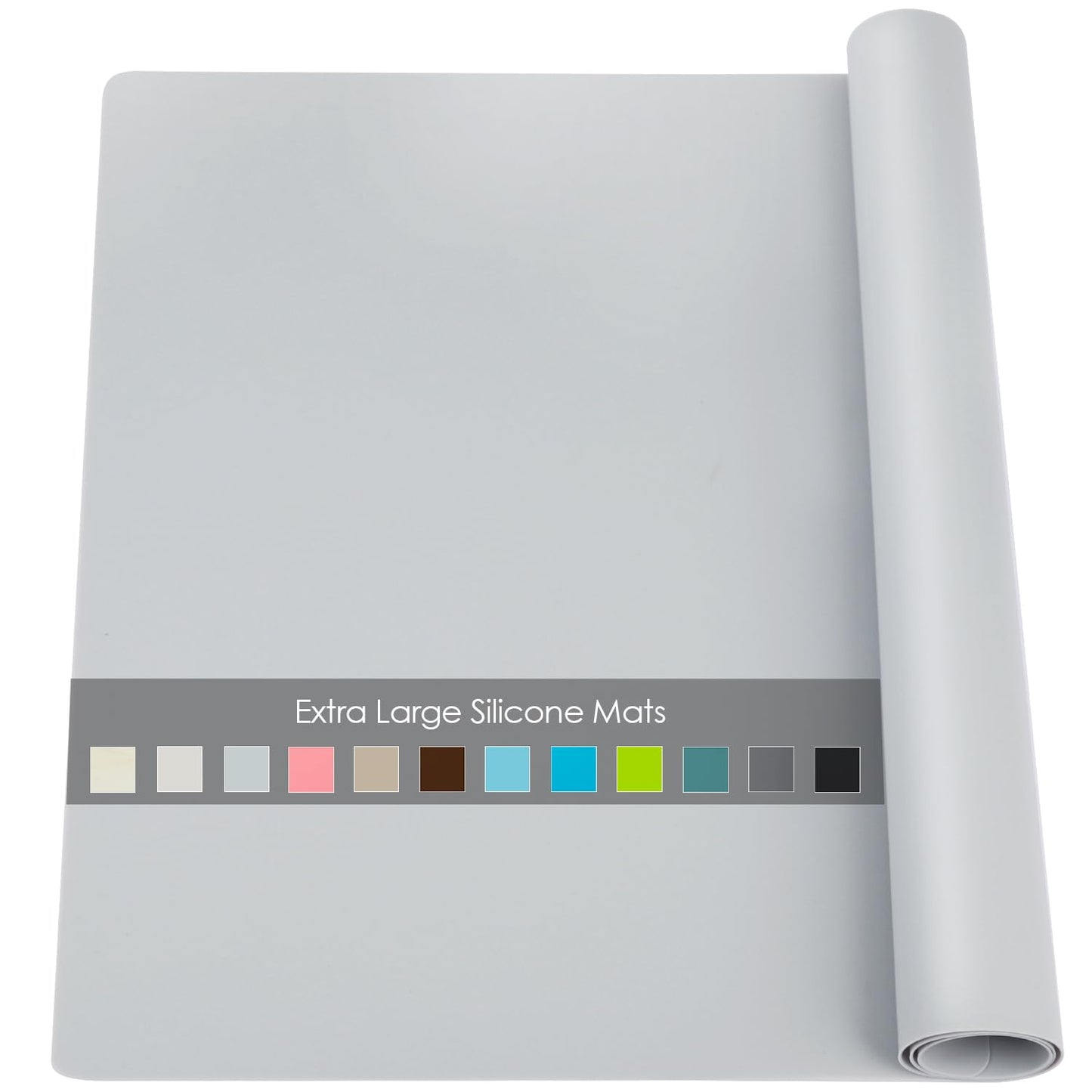 Extra Large Silicone Mat, 31.5x23.6 Large Silicone Placemats for Kids, Gray Large Silicone Sheet for Crafts Heat Resistant Mat for Kitchen Counter, Non-Stick Silicone Table Mat for Dough and Pastry