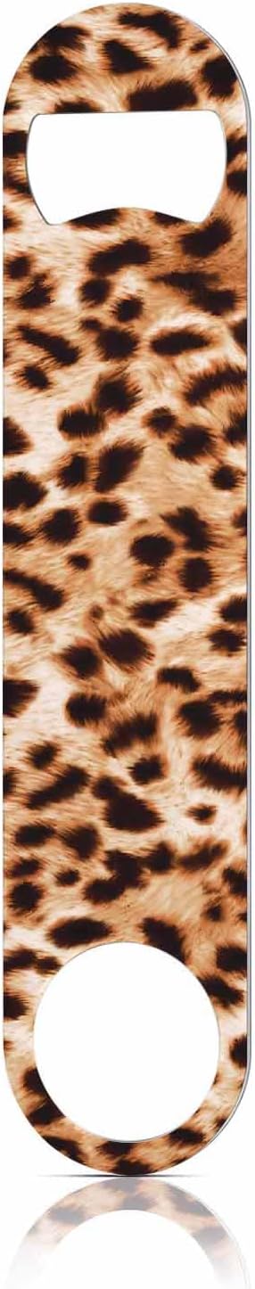 Leopard Pattern Stainless Steel Bottle Opener Cheetah Animal Print Beautiful Watercolor Spotted Skin Pattern Flat Beer Bottle Opener Keychain for Home Kitchen Bar Restaurant Party Gift