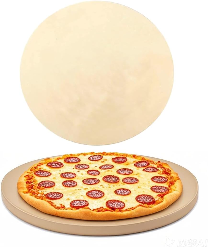 15" Round Baking Stone for Grill Oven, Heavy Duty Cordierite Bread Cooking Pan, Thermal Shock Resistant, Ideal for Making Crisp Crust Pizza
