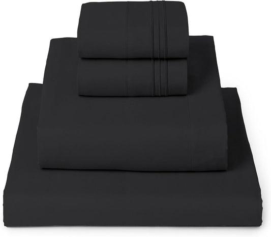 Mellanni Full Sheets Set - 4 PC Iconic Collection Bedding - Hotel Luxury, Extra Soft, Cooling Bed Sheets - Wrinkle, Fade, Stain Resistant (Full, Black)
