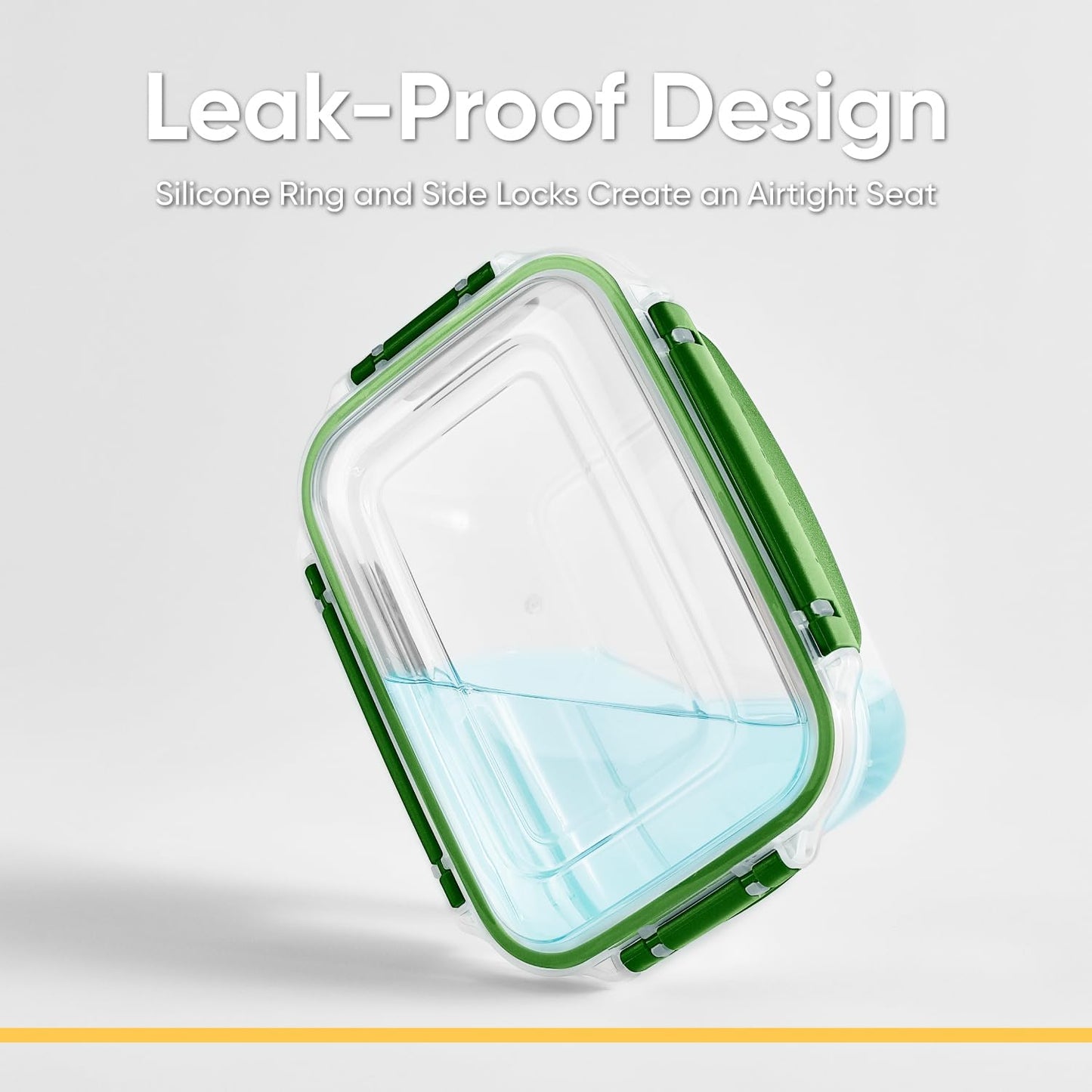 Superio Plastic Food Storage Containers with Airtight Lids, 4 Pack- 80 Oz, BPA Free, Leakproof, Stackable, Microwave, Dishwasher, Freezer Safe, Green