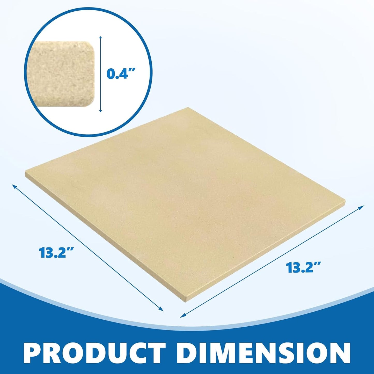 SafBbcue Square Cordierite Pizza Stone Ideal for Ooni Koda & Fyra 12 Uuni Pizza Oven Most Similar Size Oven and Grill 13.2" x 13.2" x 0.4" Ceramic Baking Stone BBQ Baking Accessories