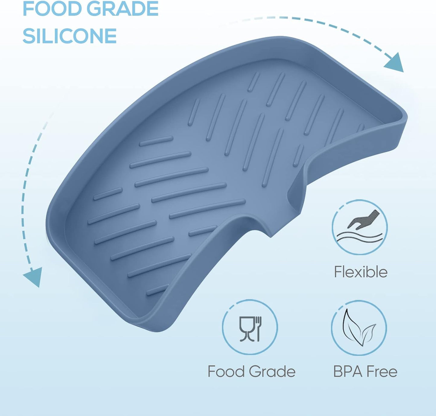 Silicone Sink Tray, Self-Draining Kitchen Soap Tray, Premium Silicone Soap Holder for Bathroom, Kitchen Counter Sink Caddy Organizer