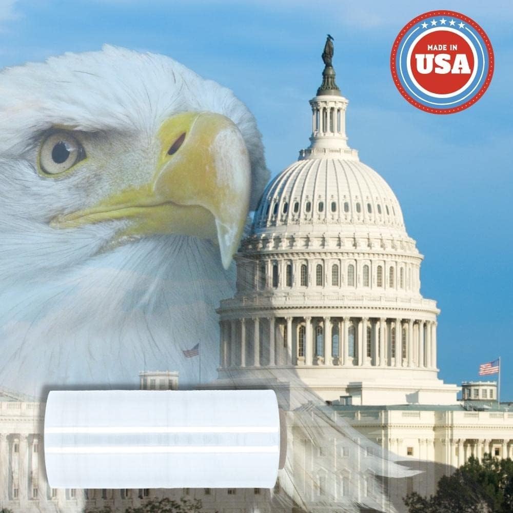 PSBM Stretch Wrap, 4 Pack, 16 Inch x 1500 Feet, 47 Gauge, Clear Plastic Cling, Cast Hand Stretch Film Rolls for Packaging Moving Packing Pallets