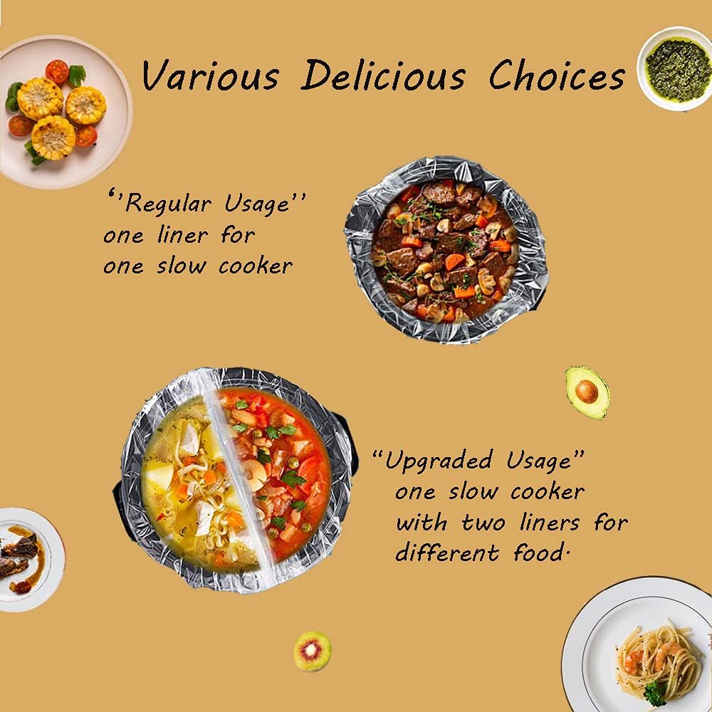 16 Bags Slow Cooker Liners, Disposable Multi Use Cooking Bags,Large Size Fit 3QT to 8QT, Plastic Bags for Slow Cooker, Pans, Aluminum Cooking Trays, BPA Free-13 x 21 Inches, 3 quarts (16)