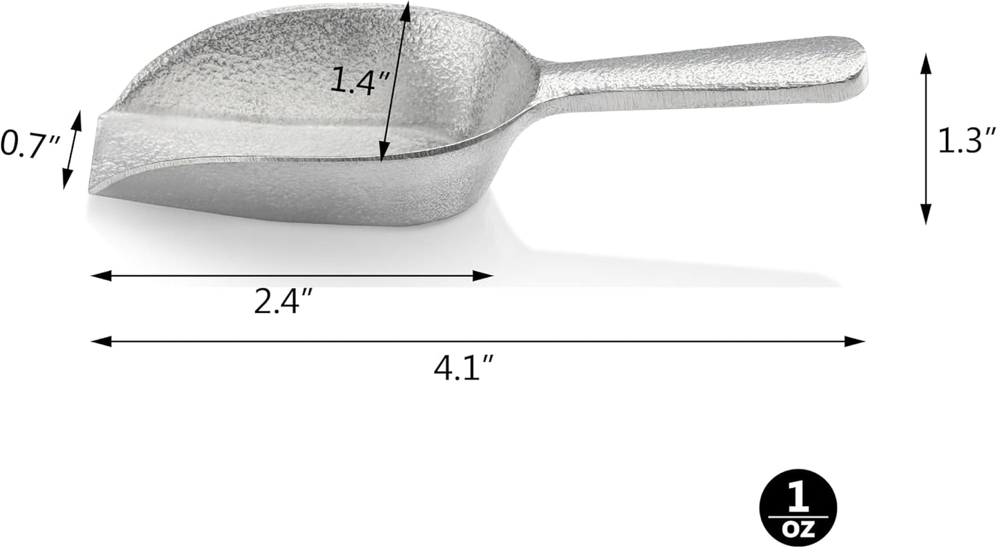 New Star Foodservice 34622 Cast Aluminum Flat Bottom Utility Scoop, 1oz, Extra Small Size, Silver (Hand Wash Only)