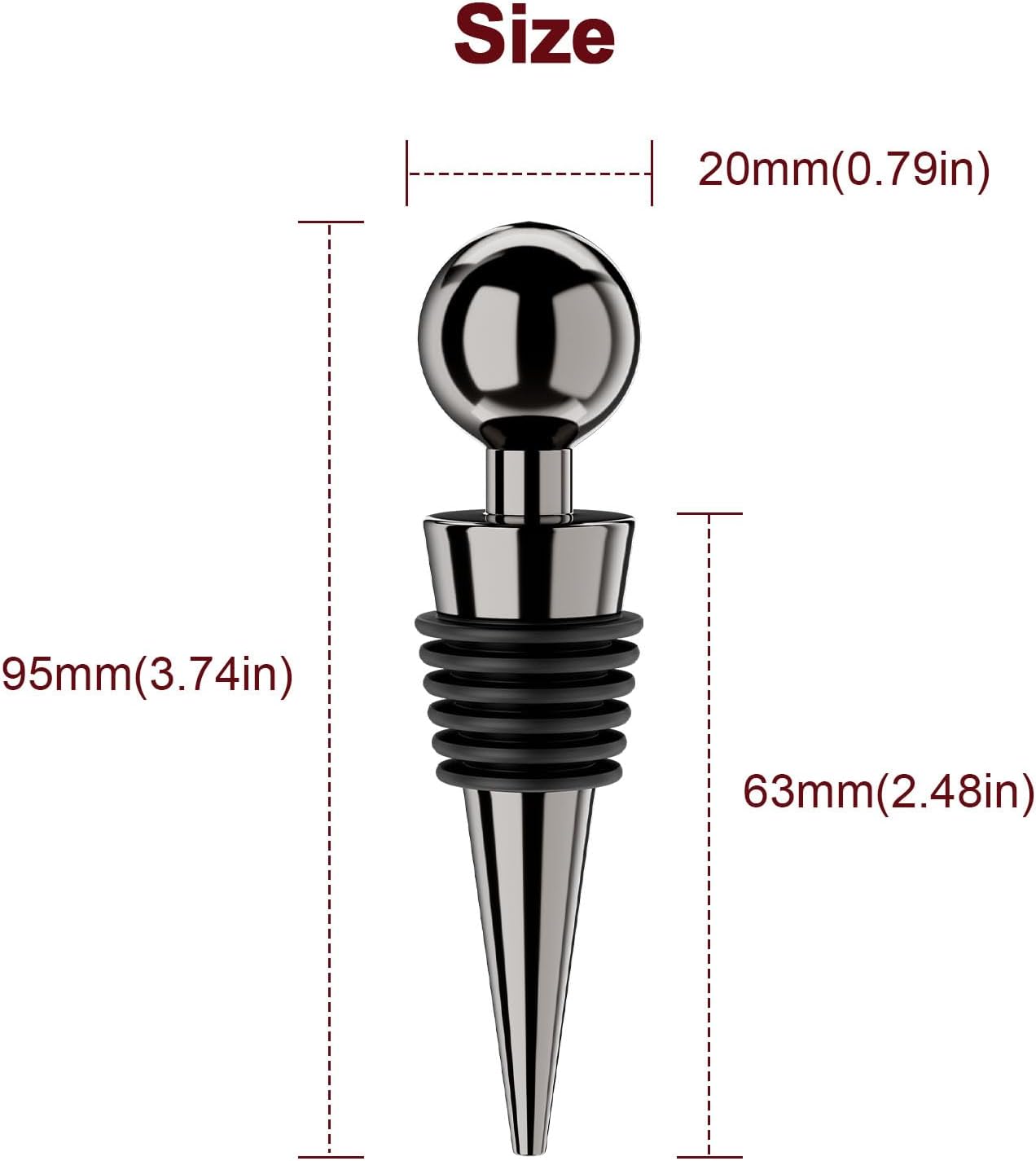 Wine Stoppers for Wine Bottles 3Pcs Vacuum Wine Bottle Stopper with Silicone Reusable Wine Corks, Leak proof Keep Fresh Suitable for Standard (Black, 3 Pack)