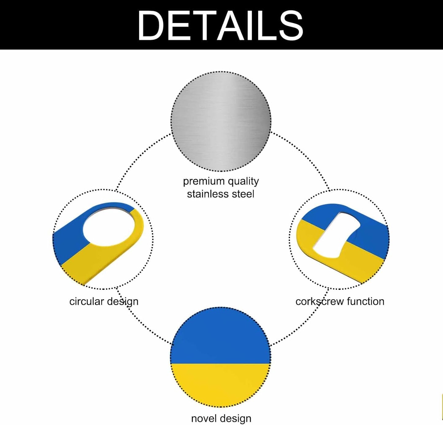 Ukraine Flag Stainless Steel Bottle Opener Yellow Blue Ukrainian Symbol Emblem Flat Beer Bottle Opener Keychain for Home Kitchen Bar Restaurant Party Birthday Gift