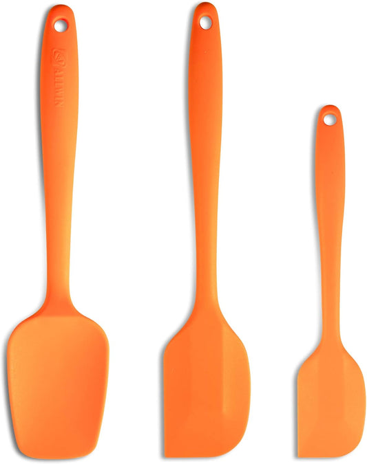 Silicone Spatula 3-piece Set, Ergonomic Handle High Heat-Resistant Spatulas, Non-stick Rubber Spatulas with Stainless Steel Core, Orange