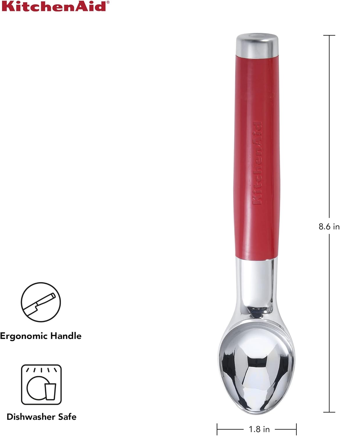 KitchenAid Classic Ice Cream Scoop, 8.6 inches, Empire Red