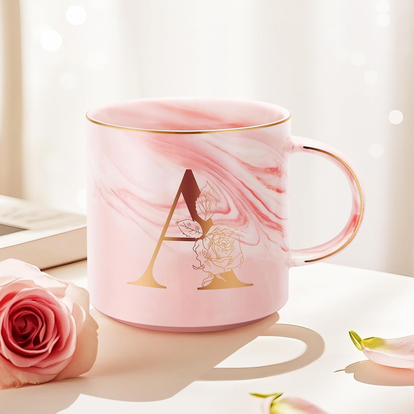 Personalized Gifts for Women Coffee Mug, Initial Customized Gift Monogrammed A-Z Coffee Mug 12 OZ, Christmas Anniversary Birthday Gifts for Women Mom Grandma Friend Sister Wife (A)