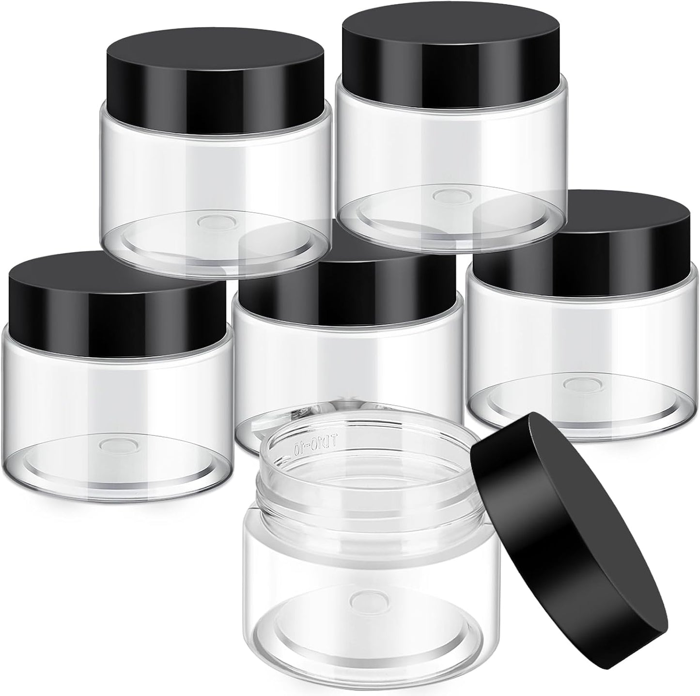 SATINIOR 6 Pack 12 oz Plastic Jars Containers with Lids Wide-mouth Refillable Leakproof Reusable Round Empty Jars for Travel Cosmetic Dry Food Spice Cookie Candy Home Kitchen Organizing(Black)