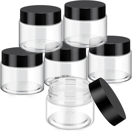 SATINIOR 6 Pack 32 oz Plastic Jars Containers with Lids Wide-mouth Refillable Leakproof Reusable Round Empty Jars for Travel Cosmetic Dry Food Spice Cookie Candy Home Kitchen Organizing(Black)