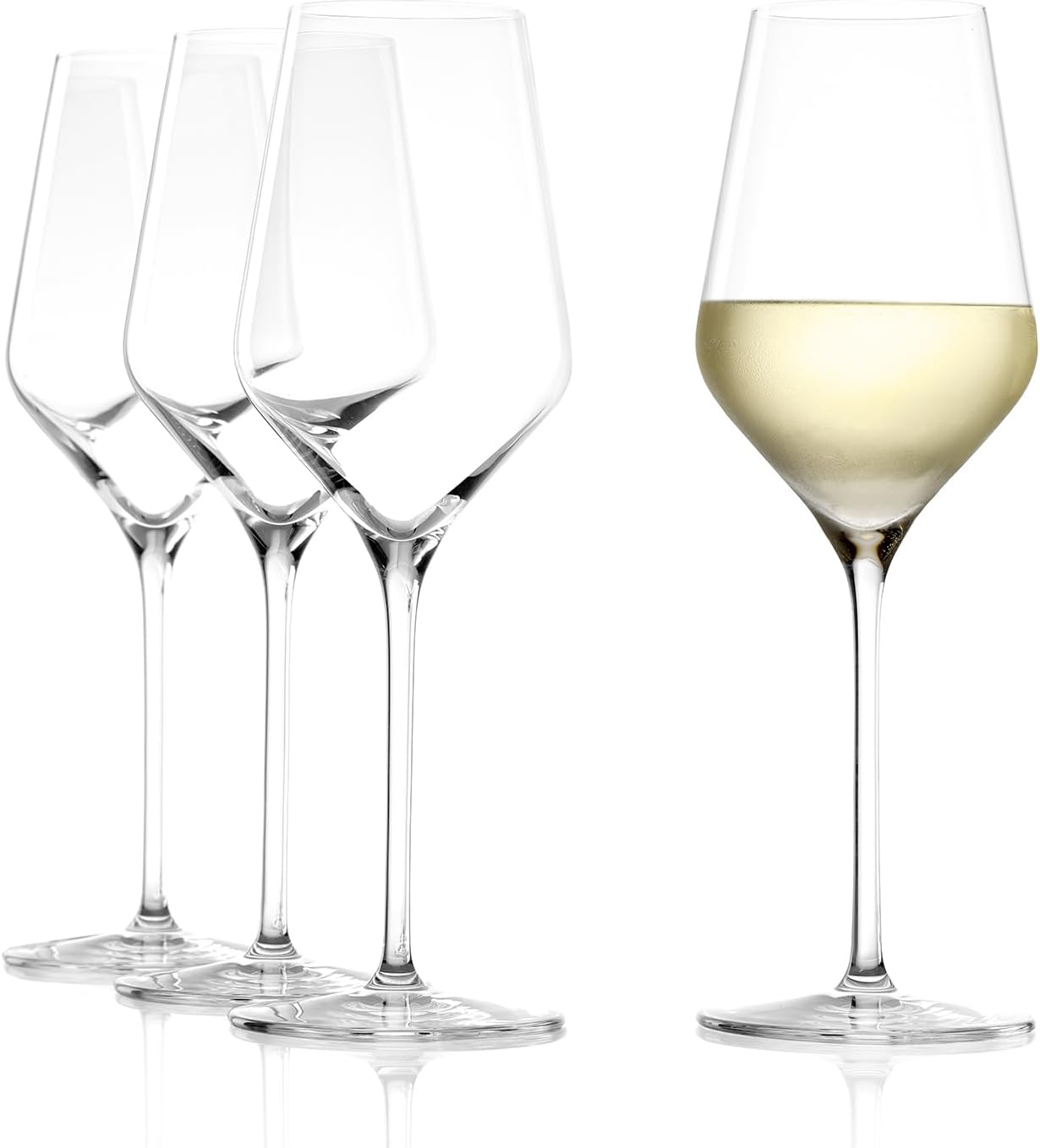 Stölzle Lausitz White Wine Glasses Set of 4 (QUATROPHIL). Dishwasher Safe, Crystal Luxury Wine Glasses (14.25 floz). Genuine Stölzle Wine Glass Set