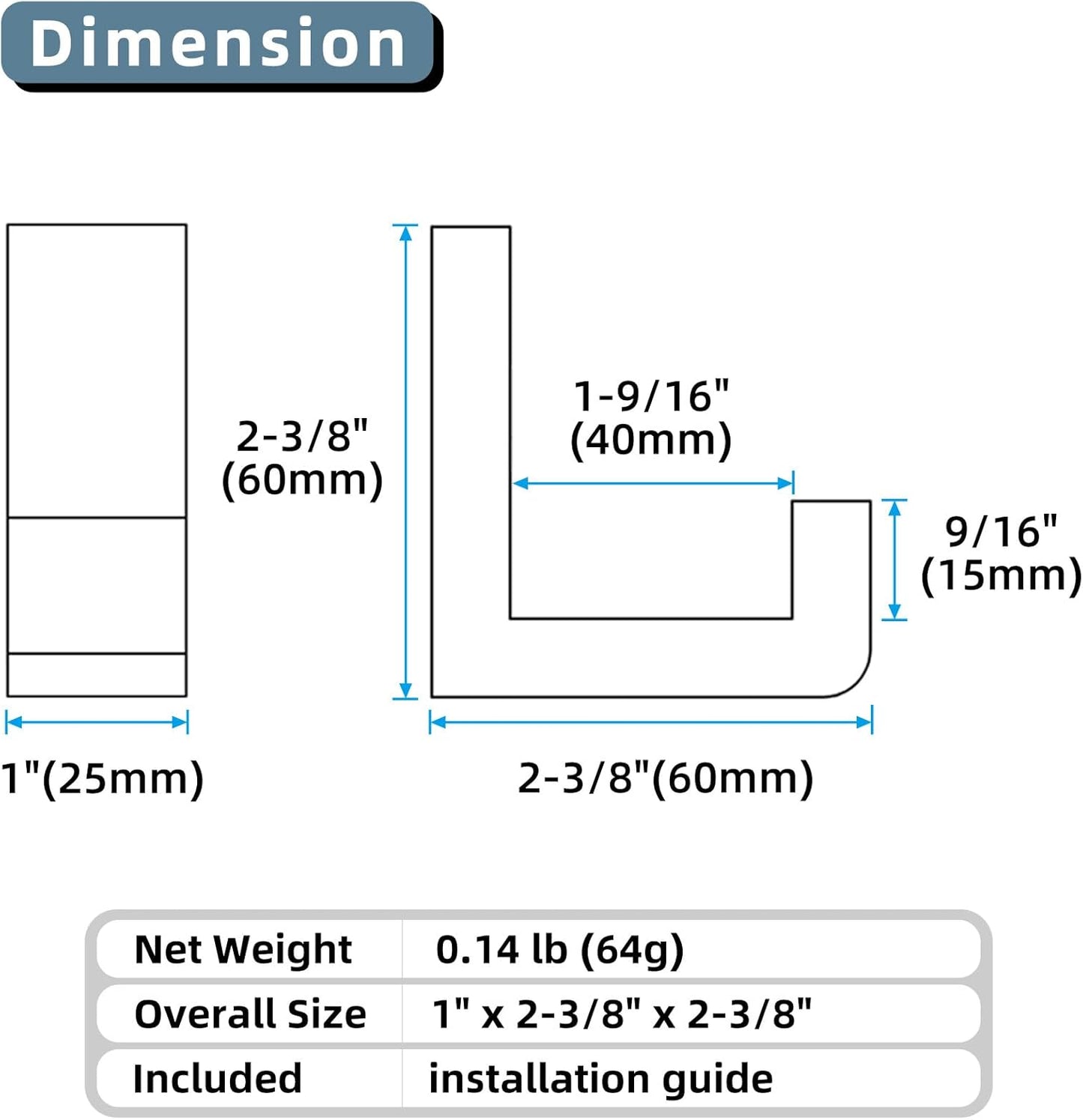 Angle Simple Towel Hook for Bathroom, SUS 304 Stainless Steel Shower Robe Coat Hook for Wall, Brushed Nickel