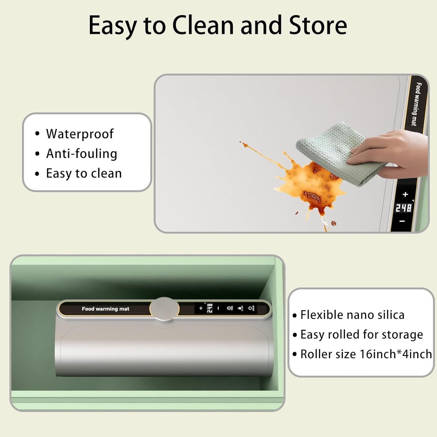 Warming Mat for Food, Rollable Electric Warming Trays for Food with 9 Temperature Settings, Heating Fastly in 10S, Food Warmer Using for Buffets Party and Home Daily, Grey