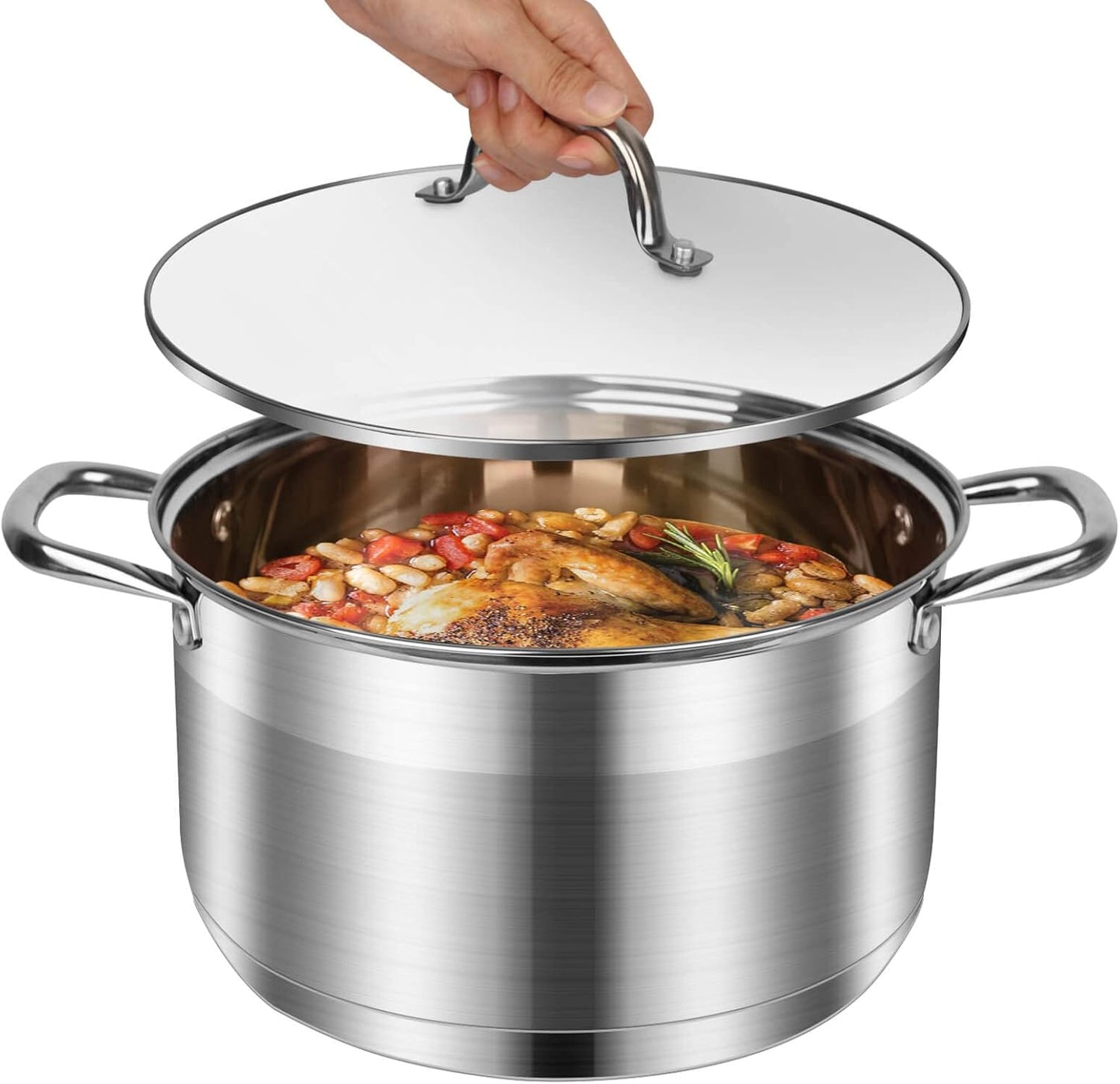 Stainless Steel Stock pot-10 Quart pot-Stockpots with Lid -Soup Pot-Induction Pot-Cookware-Cooking Pot-crock pot