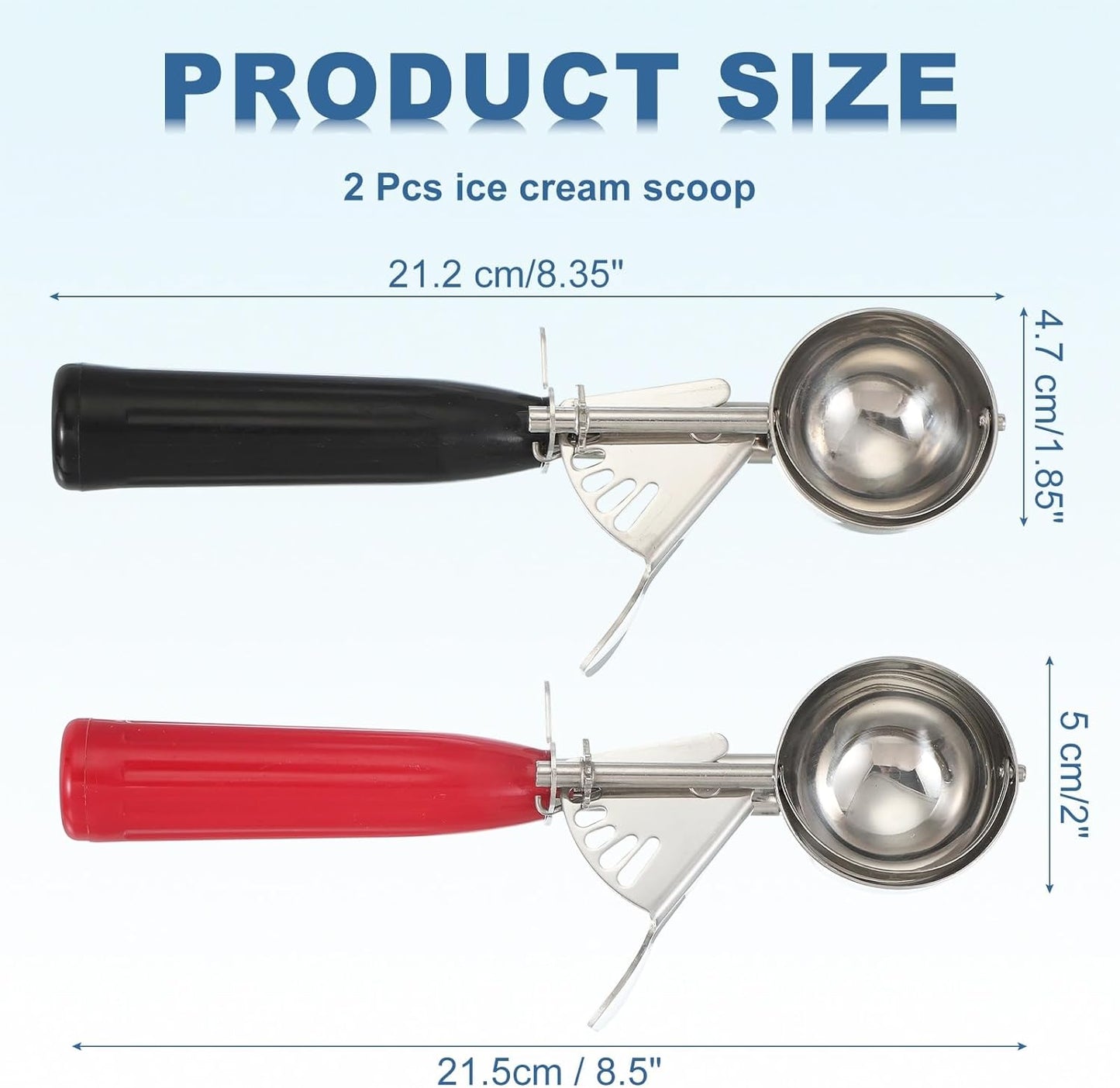 uxcell 2 Pcs Cookie Scoops, Ice Cream Scoop with Trigger for Baking Cookie Dough Rice Pudding Kitchen Gadget, Black, Red