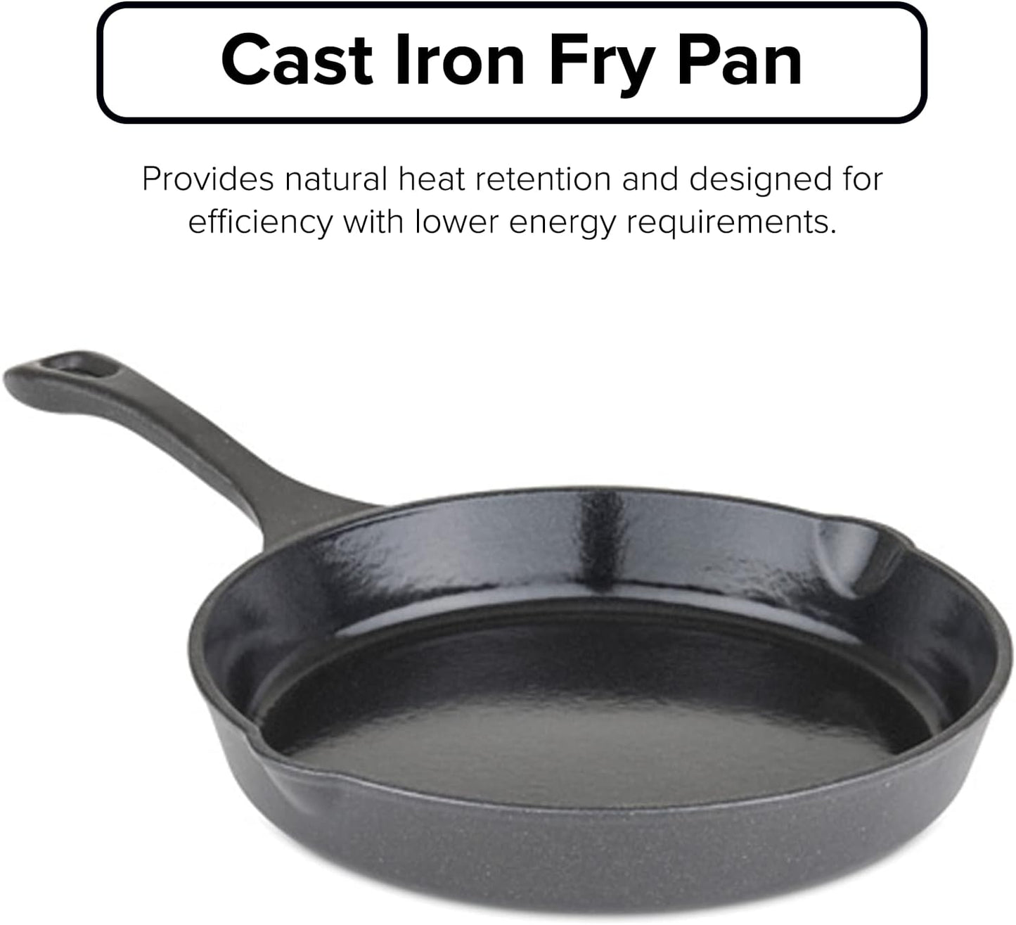 Viking Cast Iron Skillet, 10 Inch Enameled Frying Pan, Kitchen Cookware, Charcoal