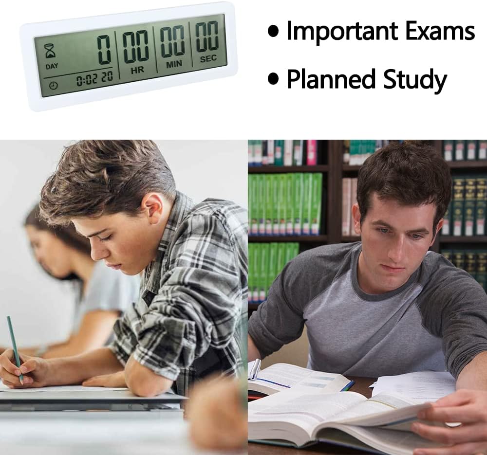 Digital Countdown Days Timer - White Upgraded Big 999 Days Count Down Clock with Stand Strong Magnetic Back for Vacation Retirement Wedding Holiday