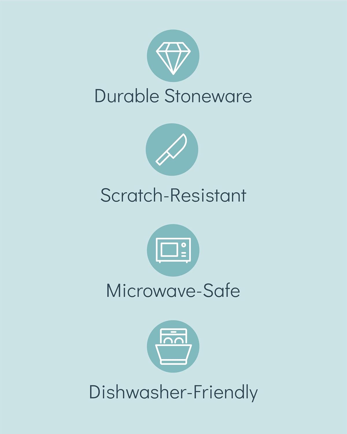 Stoneware Dinnerware Set for 4 People HYGGE 12-Piece - Elegant Scandi Design - Premium Dish Set - Bowl and Plate Set - Tableware for 4 People in a Ribbed Design - Pure Living in Gray-Blue