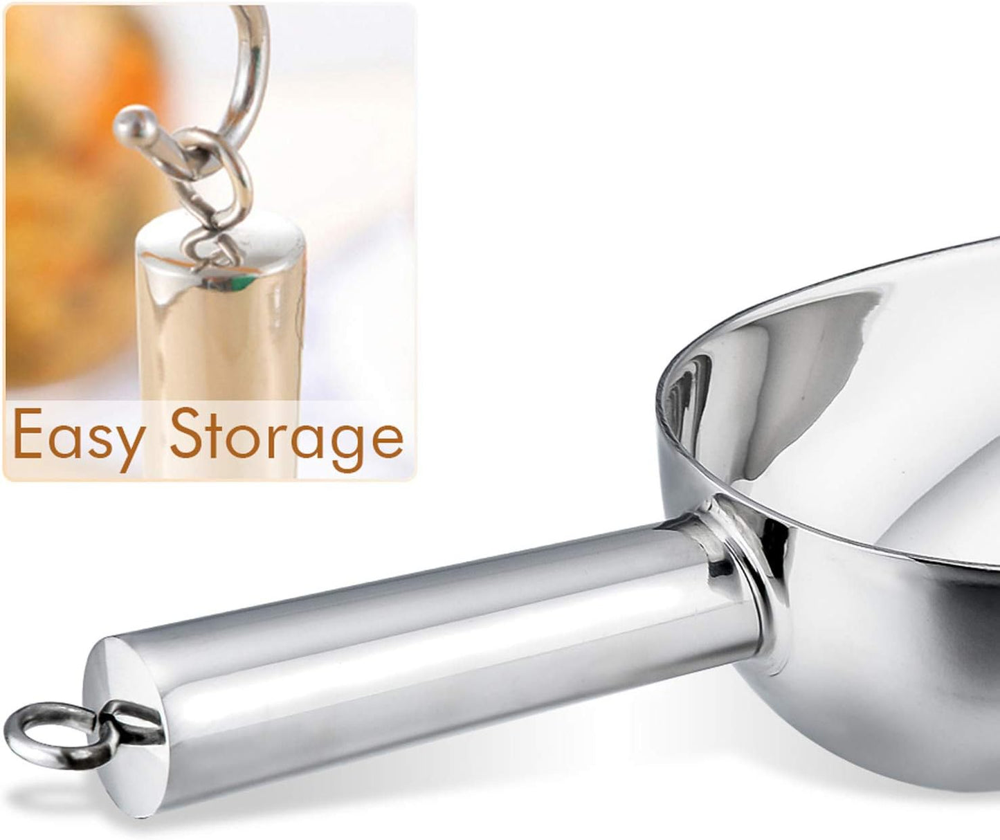 P&P CHEF Food Ice Scoop, Stainless Steel Scoop, Metal Candy Popcorn Flour Utility Scooper for Wedding Party Bar Kitchen Bath, Heavy Duty & Dishwasher Safe, (24oz, 1Pc)