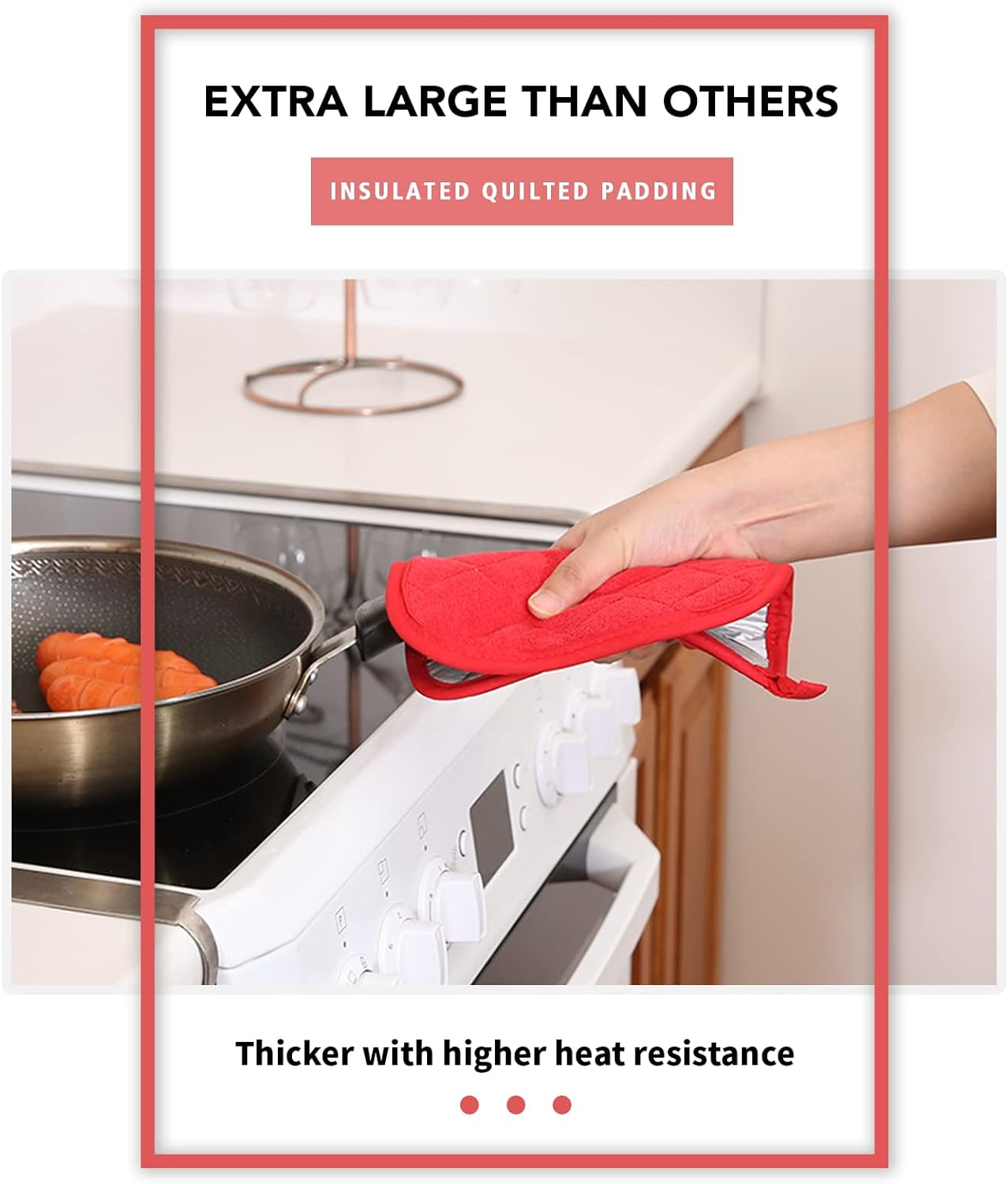 Joyhalo 6 Pack Pot Holders for Kitchen,Cotton Oven Holder with Great Heat Resistance,Non Slip Hot Pads for Kitchen Clearance,Red