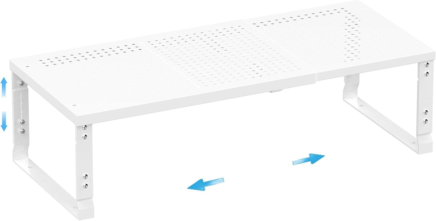 Expandable Spice Rack,Stackable Storage for Cabinet, Multi-Functional Kitchen Shelving,Height-Adjustable,Sustainable Organizer Solution(1Pack/White/Large)