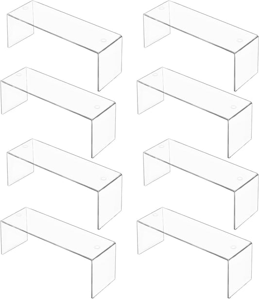 8 Packs Cabinet Organizer Shelf, Acrylic kitchen Cabinet Shelves, Shelf Riser for Dishes, Spices, Soda Cans and Bottles（12.4 x 4 x 4.6 inch）