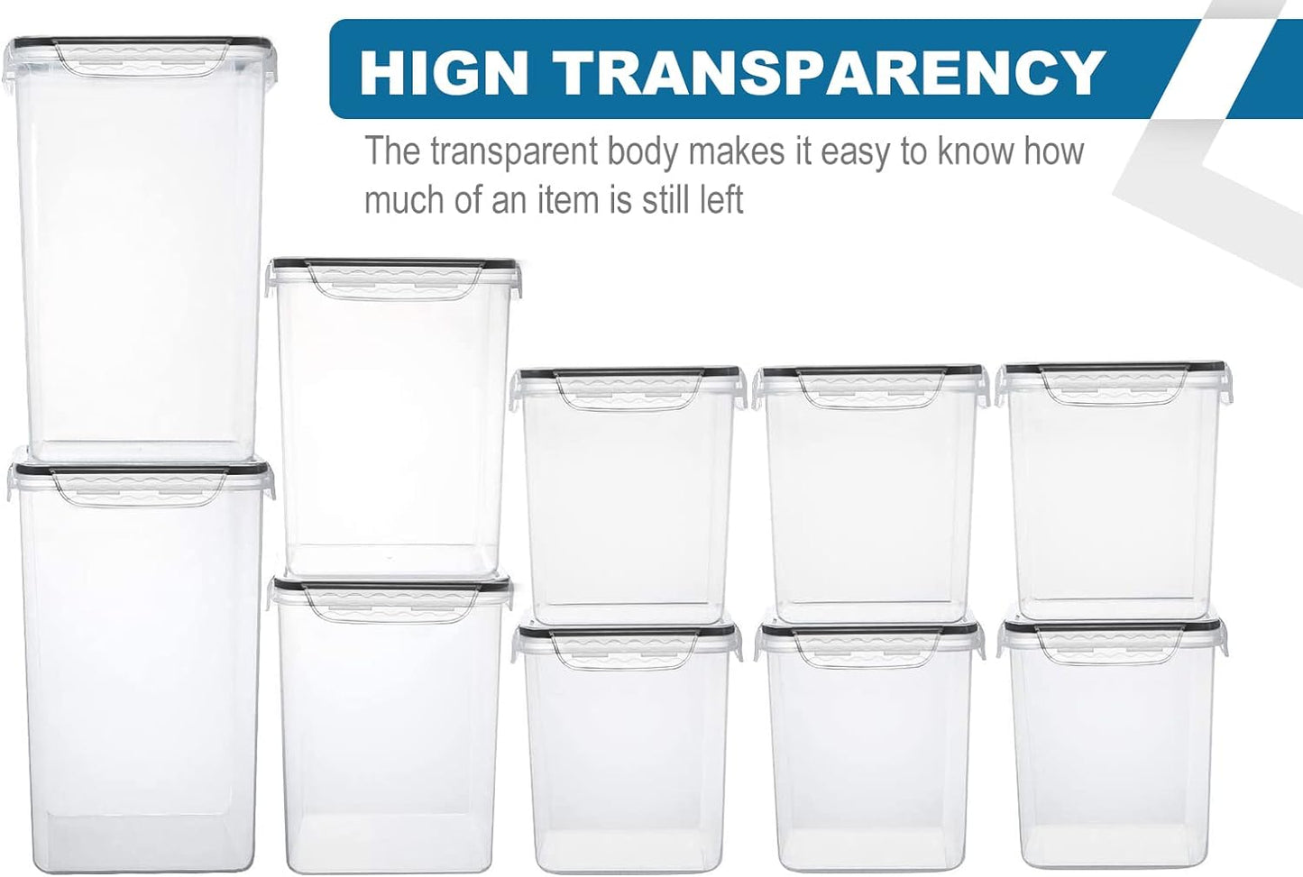 VERONES Large Tall Airtight Food Storage Containers, 10 PACK Plastic Airtight Kitchen & Pantry Organization, Ideal for Flour & Sugar Plastic Canisters with Labels