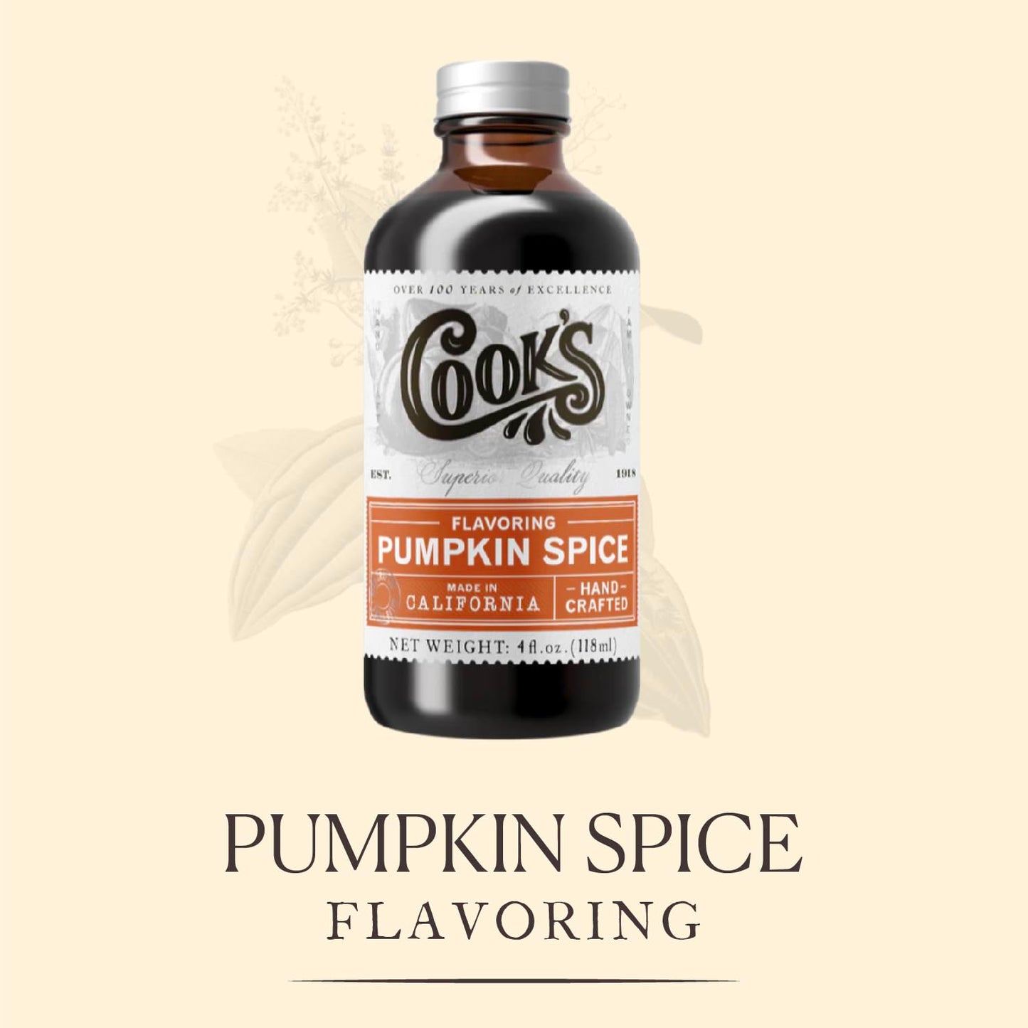 Cook's, Pumpkin Spice Flavoring, for Baking, Cookies, Beverages, Cakes, Breads, 4 oz