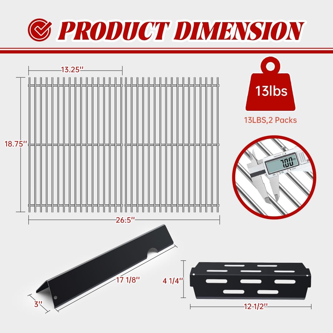 Grill Replacement Parts for Genesis ii Grates 66032 Flavorizer Bars Grill Parts GS4,66095 Grill Grates 66795 Heat Deflector Replacement Parts for Weber Genesis ii E-310
