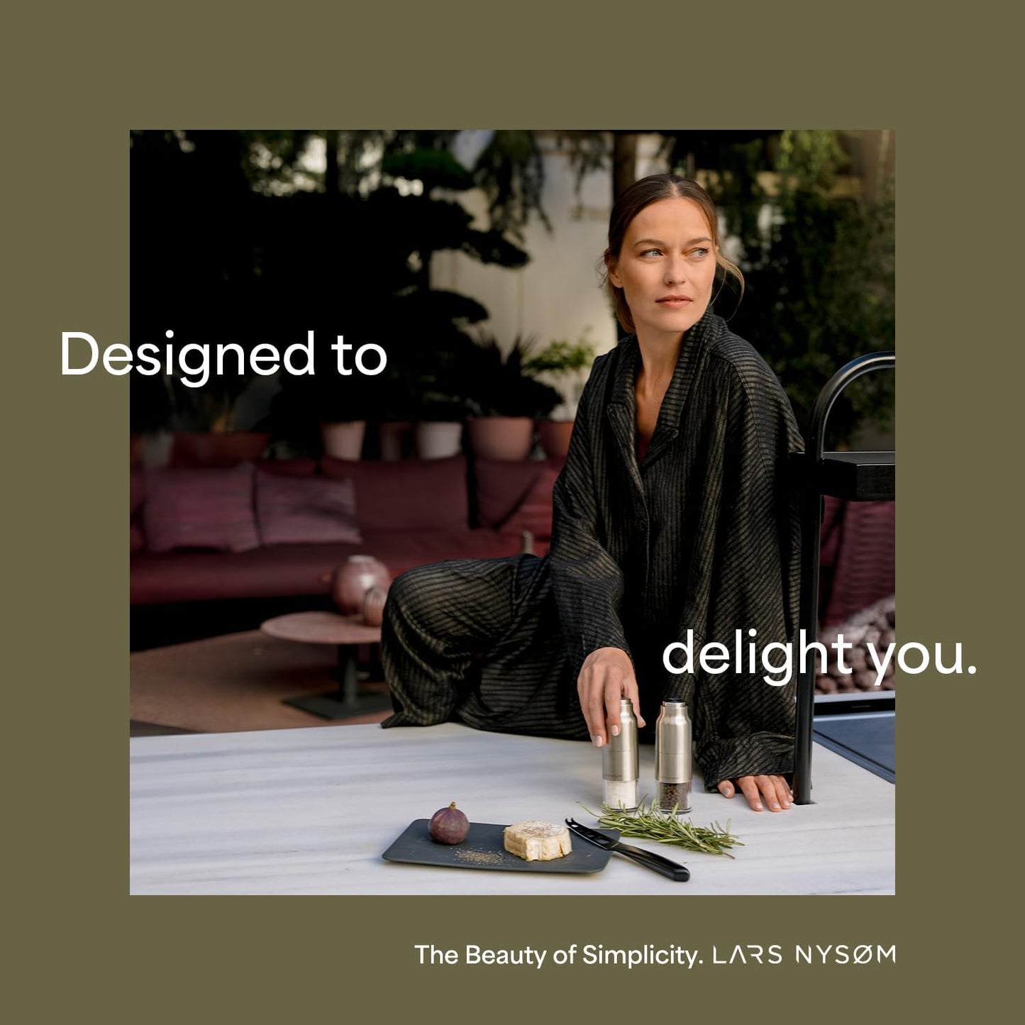 LARS NYSØM Salt and Pepper Grinder Set, Stainless Steel Manual Salt and Pepper Mills, Adjustable Ceramic Grinder, Design Spice Shakers (Ash Gray)