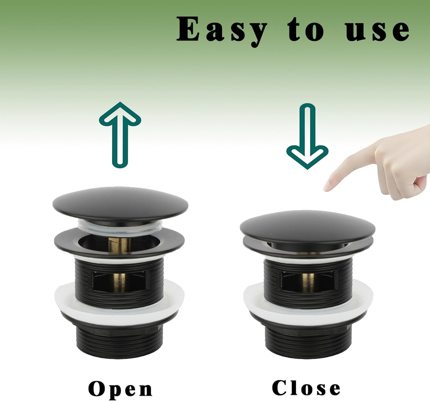 Freestanding Tub Drain (Brass), Pop Up Bathtub Drain Kit, Removable Filter Basket Drain Plug, Freestanding Tub Drain Kit, with Replaceable Pop-Up Bolt (Black)