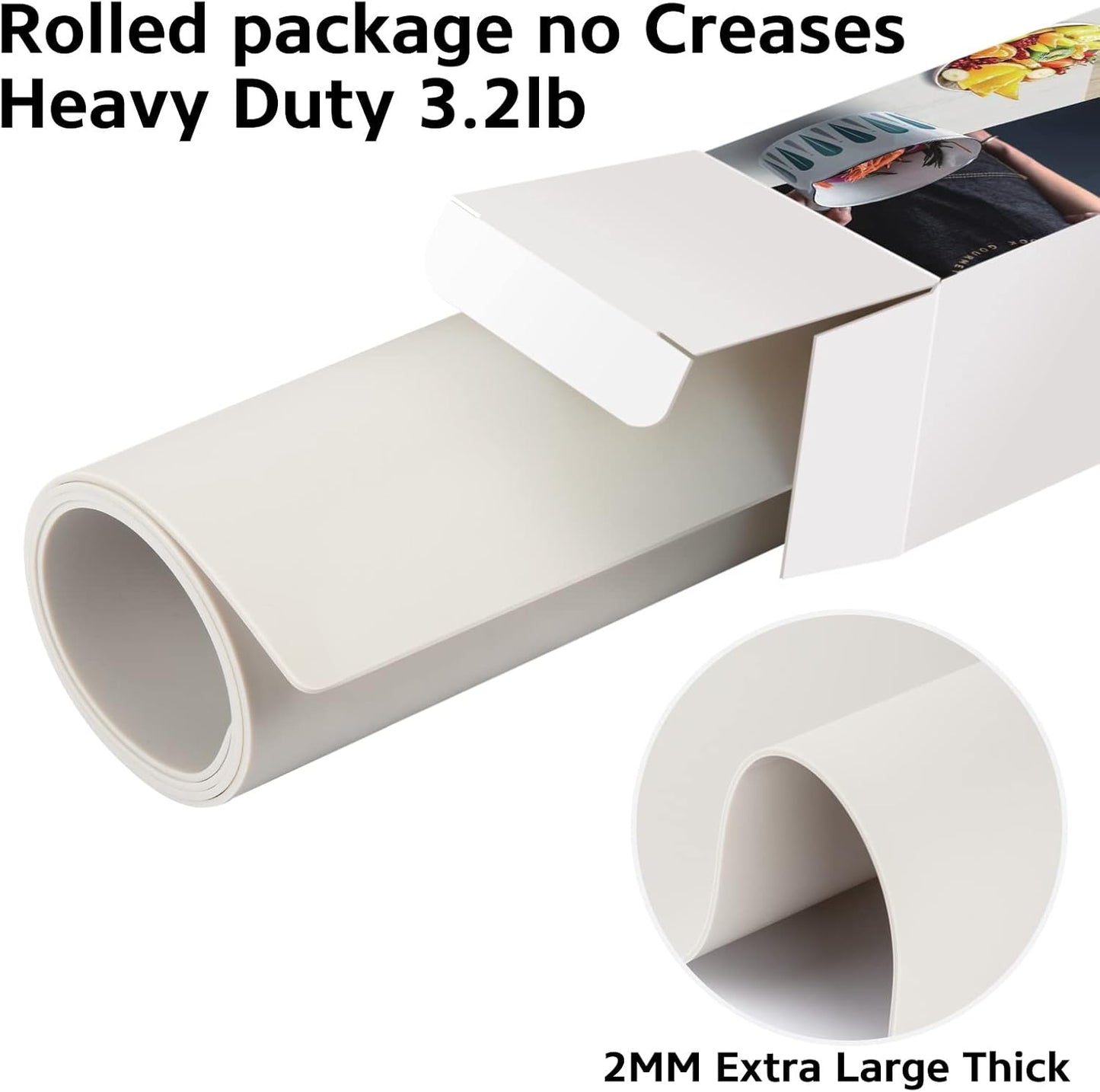 Slicone Mat Heat Resistant Mats for Countertop, Multipurpose Large Silicone Mats for Crafts Kitchen Workbench Size 36x24 inches Thick 2mm,Rolled Package,Beige