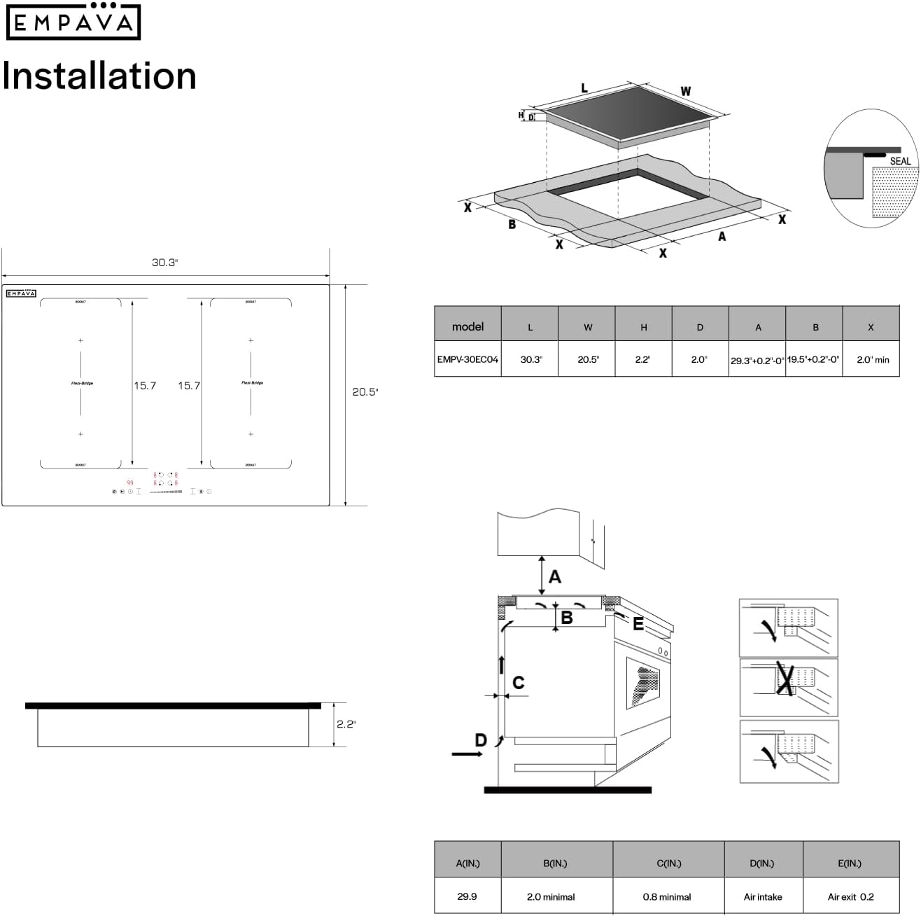 Empava 30 Inch Electric Induction Cooktop 4 Burners, Flat Glass Top Stove with Bridge Function, Timer, Pause, Child Lock, Booster, Slider Level Control, Shutdown, Auto Pan Detection, Black