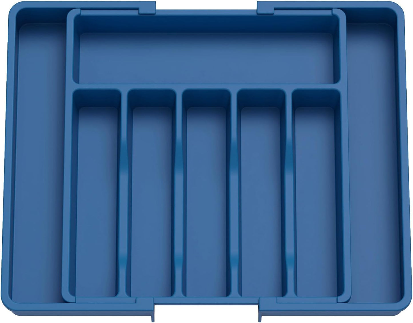 Lifewit Silverware Drawer Organizer, Expandable Utensil Tray for Kitchen, BPA Free Flatware and Cutlery Holder, Adjustable Plastic Storage for Spoons Forks Knives, Large, Dark Blue