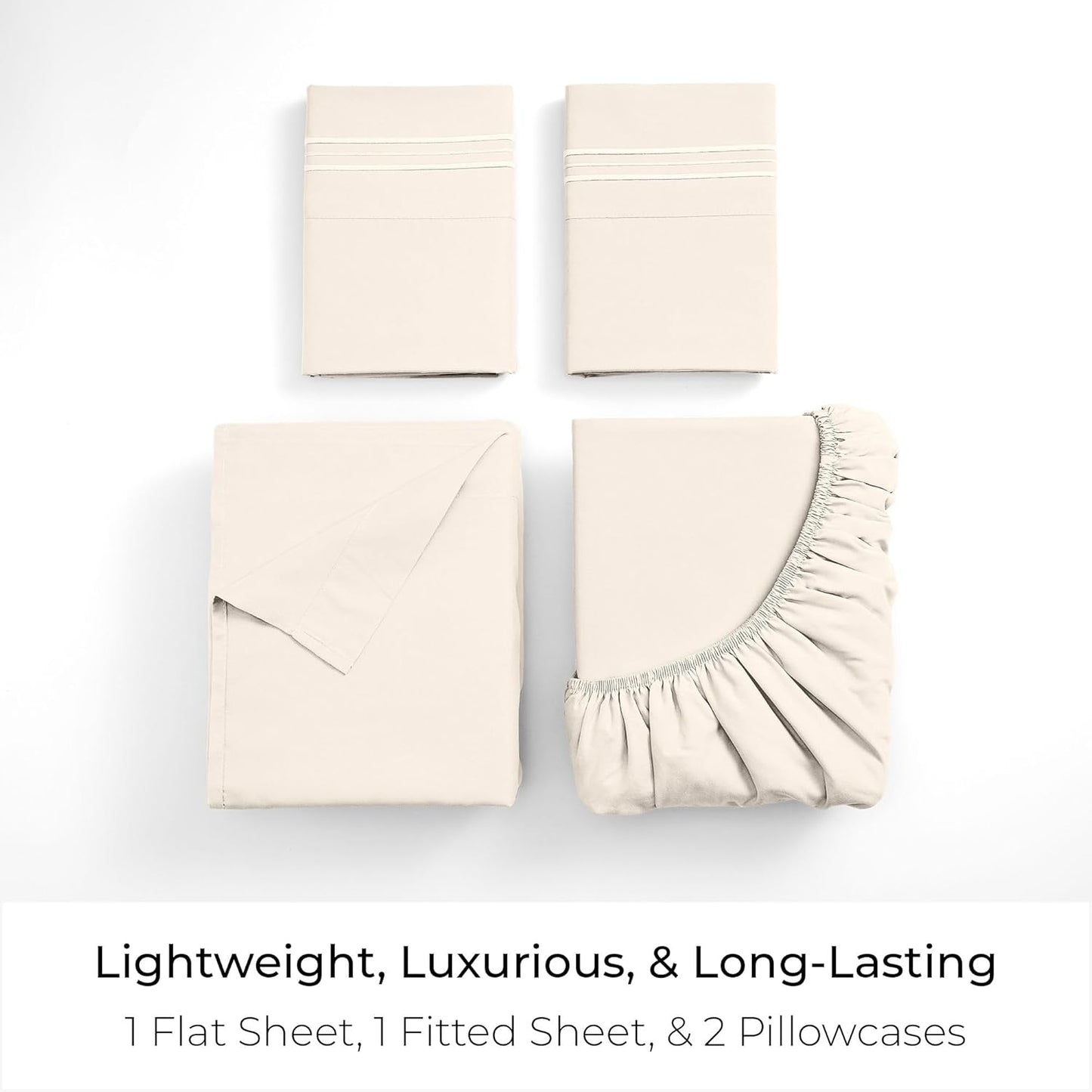 Mellanni California King Sheets Set - 4 PC Iconic Collection Bedding - Hotel Luxury, Extra Soft, Cooling Bed Sheets - Wrinkle, Fade, Stain Resistant (Cal King, Golden Ivory)