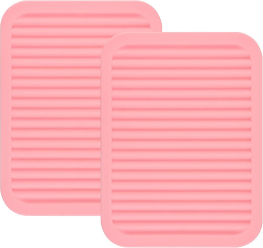Smithcraft Silicone Trivets Mats for Hot Dishes and Hot Pots, Hot Pads for Countertops, Tables, Pot Holders, Spoon Rest Small Drying Mats Set of 2 Color Pink