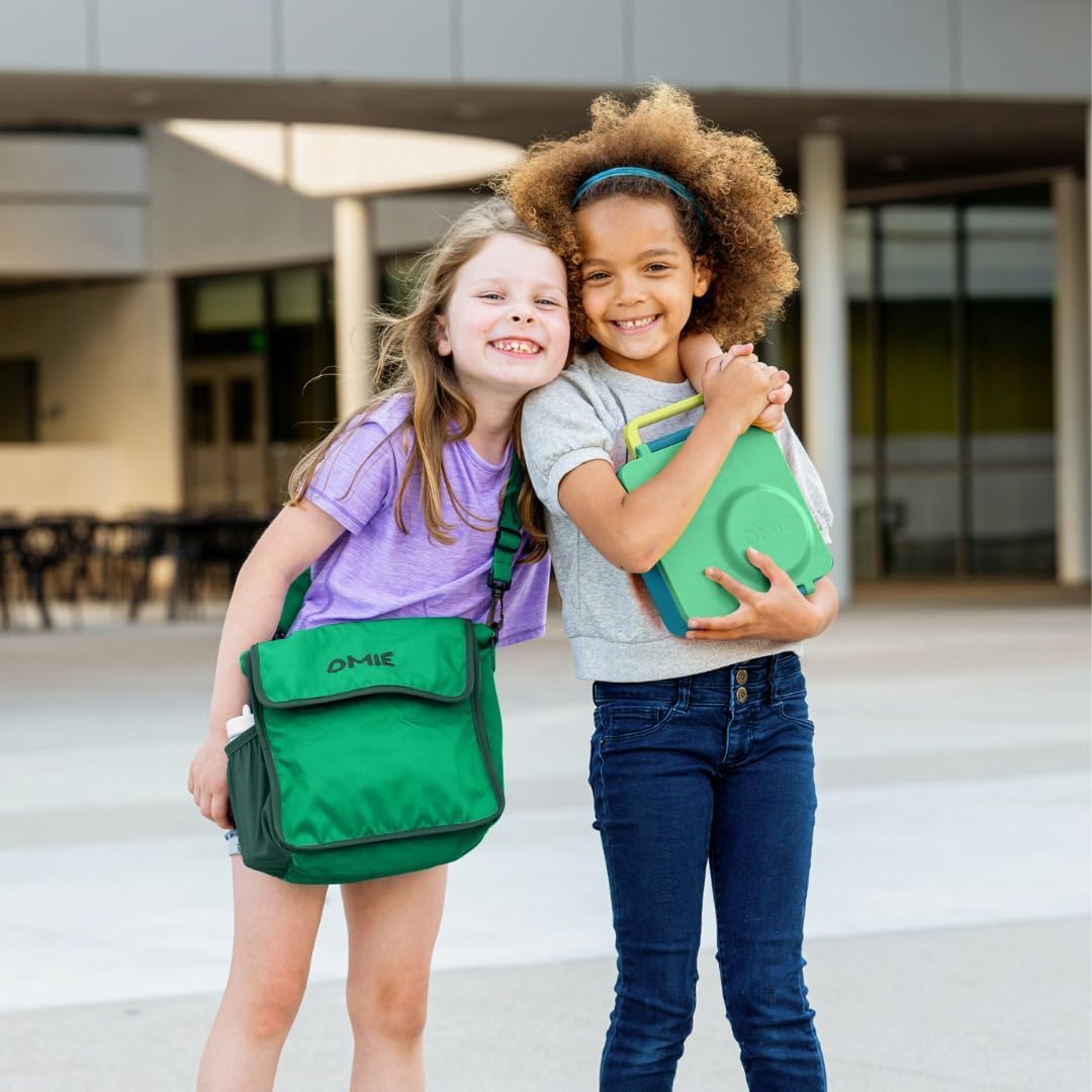 OmieBox Bento Box for Kids - Insulated Bento Lunch Box with Leak Proof Thermos Food Jar - 3 Compartments, Two Temperature Zones - (Meadow)